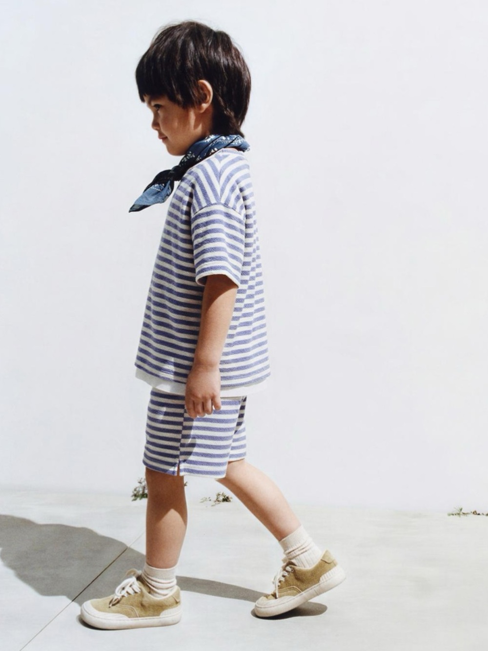 ZARA STRIPED TERRY CLOTH T-SHIRT AND BERMUDA SET